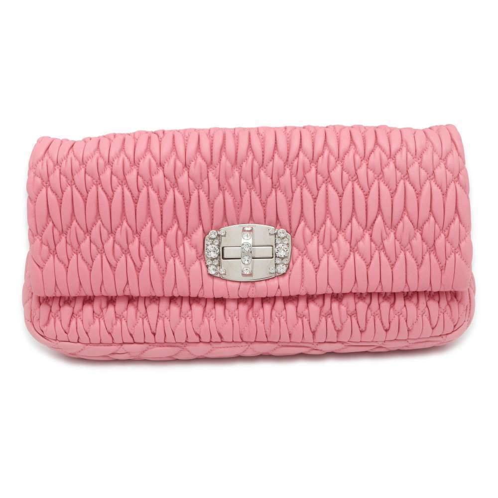 Miu Miu Clutch Bag Nappa Crystal Matelasse Bijou Miu Miu Shoulder